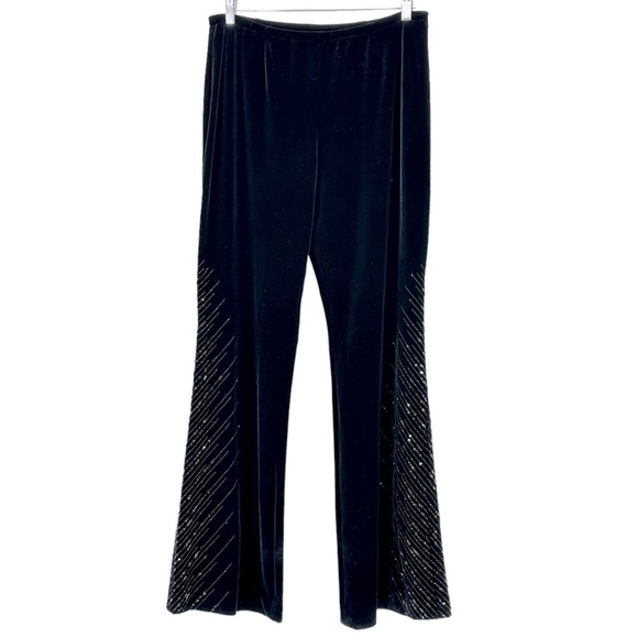 Adrianna Papell Evening Essentials Stretch Velvet Pull On Flare Leg Pant Size 14 - Picture 1 of 6